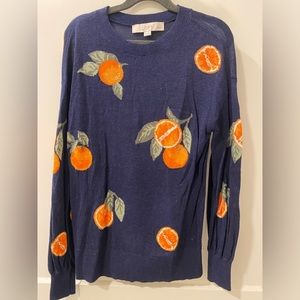 NWOT Loft knit sweater, cute orange pattern!